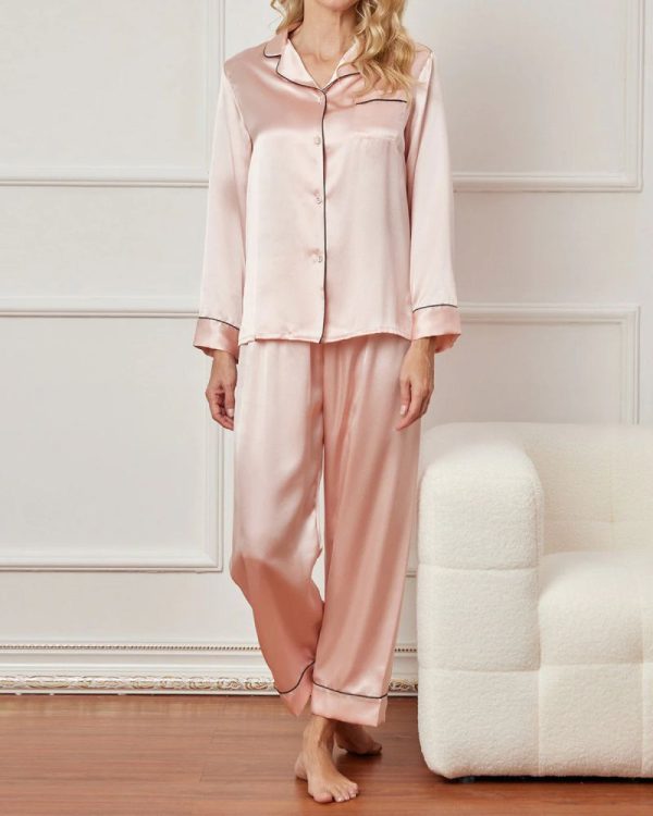 Women‘s Long Sleeve Pure Silk Pajamas Set