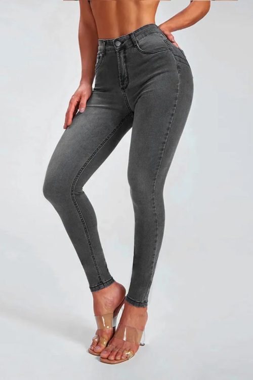 Slim fit pencil pants stretch high-rise jeans