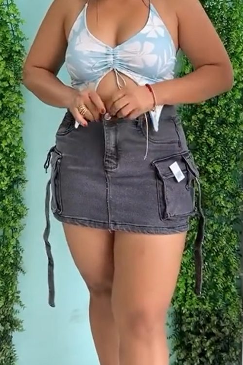 Workwear Denim Shorts Skirt (Pre-Sale)