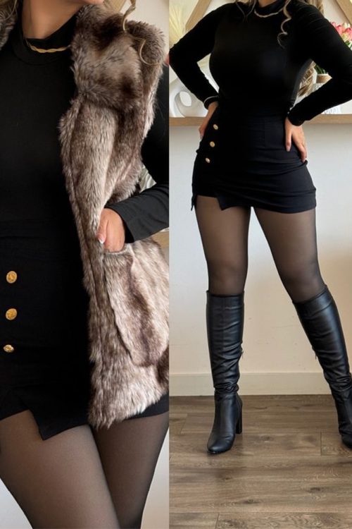 Three-Button Front Slit Shorts Skirt (Pre-Sale)