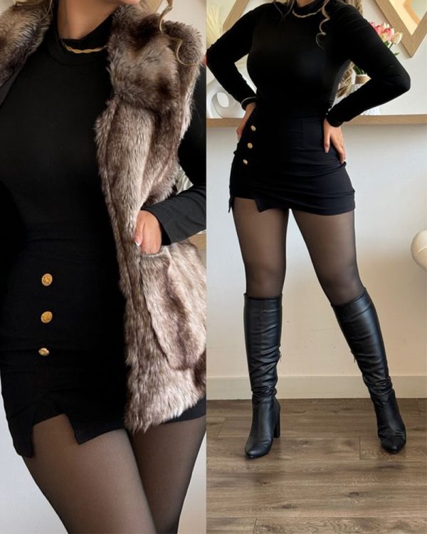 Three-Button Front Slit Shorts Skirt (Pre-Sale)
