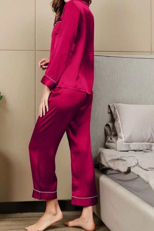 Women‘s Long Sleeve Pure Silk Pajamas Set