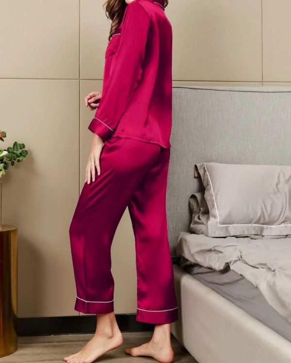 Women‘s Long Sleeve Pure Silk Pajamas Set