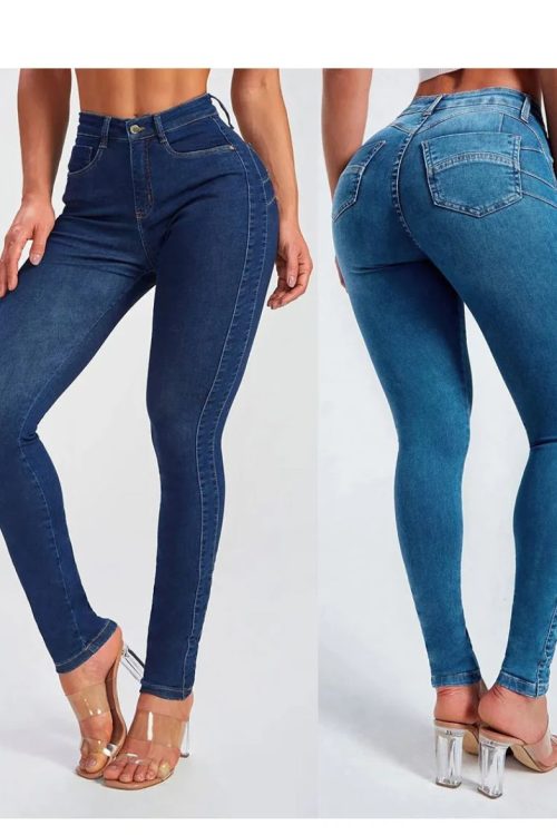 Slim fit pencil pants stretch high-rise jeans