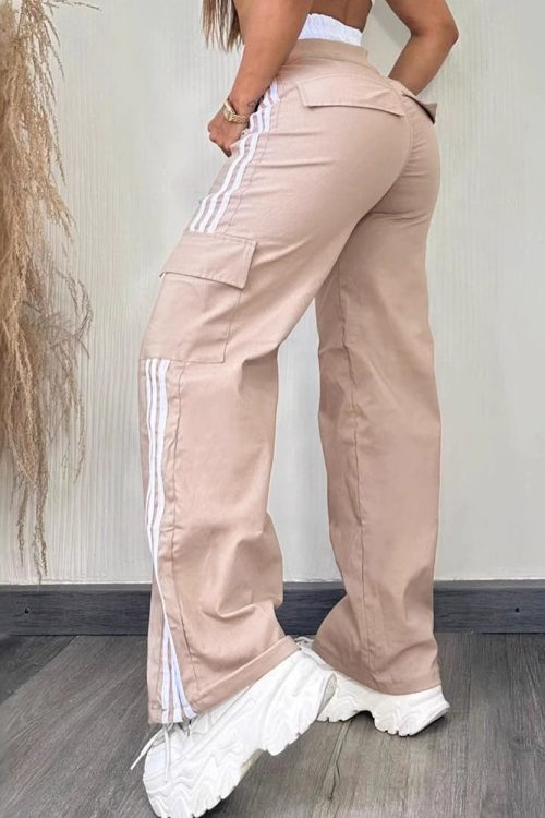 Casual Sportswear Wide-Leg Pants With Webbing