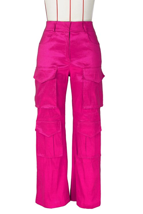 Satin Cargo-Style Trousers