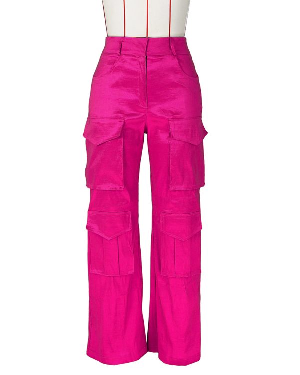 Satin Cargo-Style Trousers