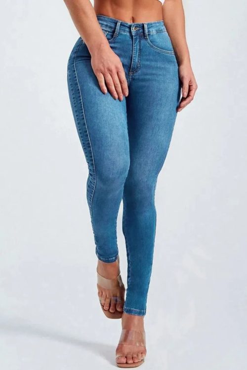 Slim fit pencil pants stretch high-rise jeans