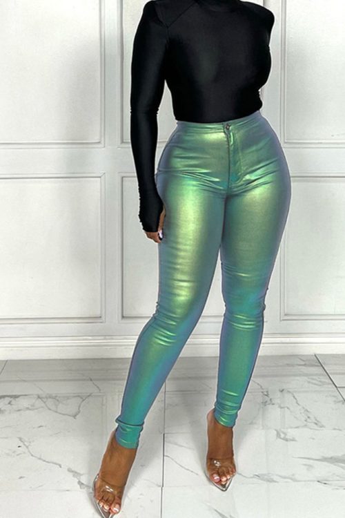 Bright Zip-Up Skinny Hip Lift Sexy Casual Pants