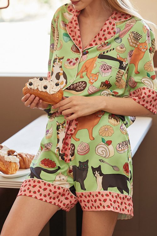 Animal Print Ice Silk Pajama Set