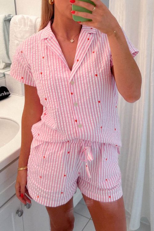 Love Striped Short Pajama Set