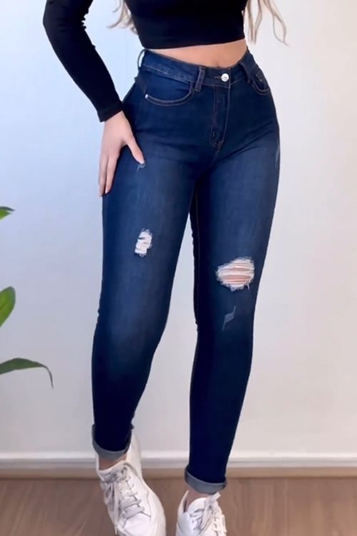Ripped Jeans With Shaping Belts（Pre-Sale）