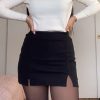 Plaid Front Slit Shorts Skirt