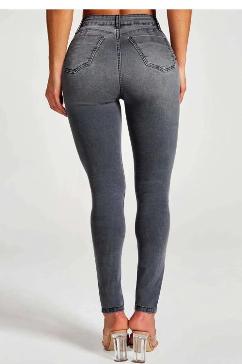 Slim fit pencil pants stretch high-rise jeans