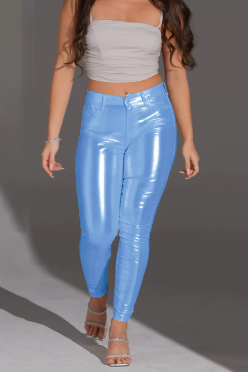 Skinny Metallic White Pant
