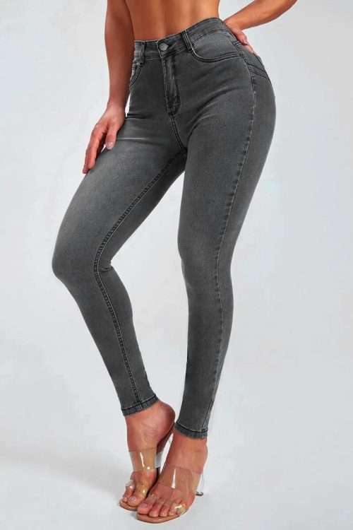 Slim fit pencil pants stretch high-rise jeans