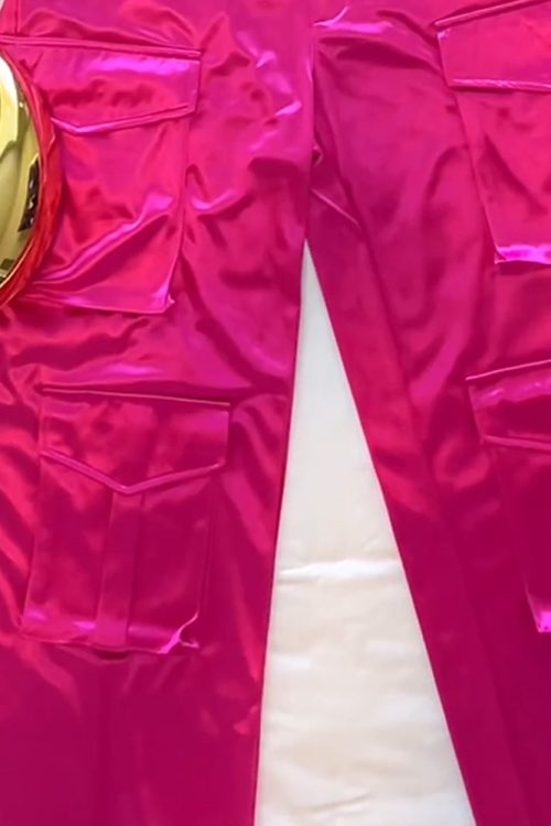 Satin Cargo-Style Trousers