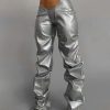 Fashion Pleated Faux Leather Sexy Pants