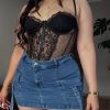 Lined Denim Cargo Shorts Skirt