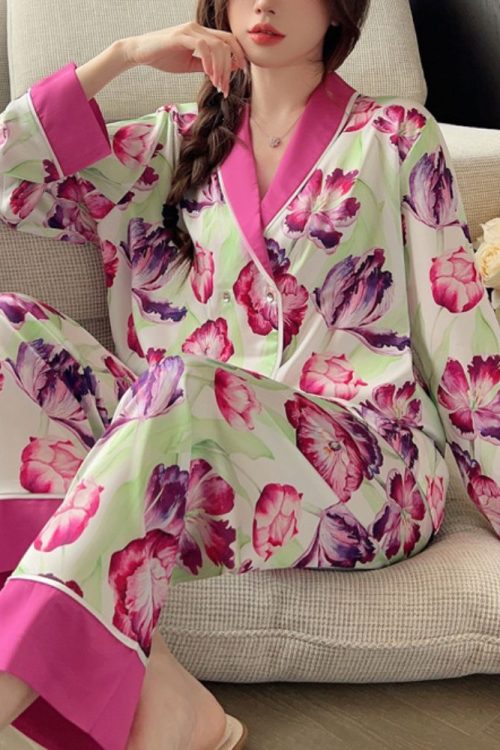 Ice Silk Printed Casual Pajamas