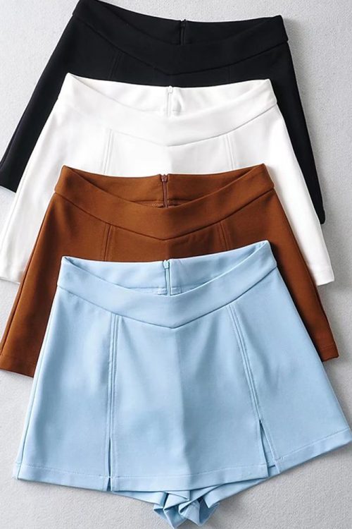 Plaid Front Slit Shorts Skirt